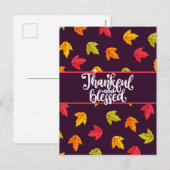 Kute Thankful en Blessed met kleurrijke bladeren Feestdagenkaart (Voorkant / Achterkant)