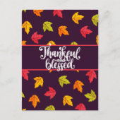 Kute Thankful en Blessed met kleurrijke bladeren Feestdagenkaart (Voorkant)