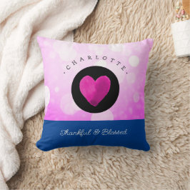 Kute Thankful en Gezegend Hart Voeg Jouw naam Roze Kussen