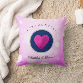Kute Thankful en Gezegend Hart Voeg Jouw naam Roze Kussen