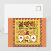 Kute Thanksgiving Gnomen Peace Love Turkey Briefkaart (Voorkant / Achterkant)