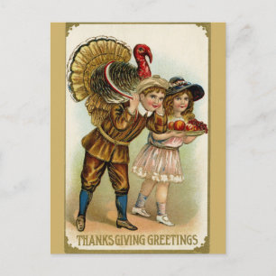 Kute  Thanksgiving Groetings Turkije Briefkaart