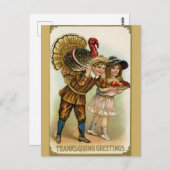 Kute  Thanksgiving Groetings Turkije Briefkaart (Voorkant / Achterkant)