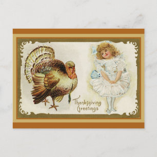 Kute  Thanksgiving Groetings Turkije Briefkaart