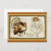 Kute  Thanksgiving Groetings Turkije Briefkaart (Voorkant / Achterkant)