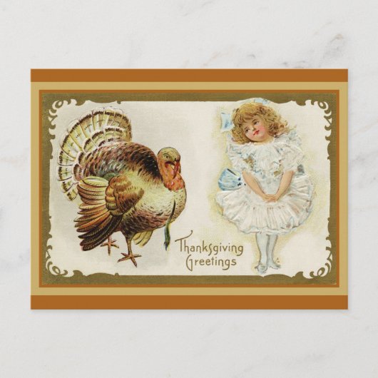 Kute  Thanksgiving Groetings Turkije Briefkaart (Voorkant)