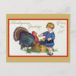Kute  Thanksgiving Groetings Turkije Briefkaart