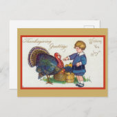 Kute  Thanksgiving Groetings Turkije Briefkaart (Voorkant / Achterkant)