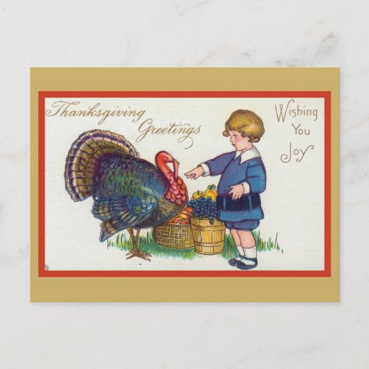 Kute  Thanksgiving Groetings Turkije Briefkaart (Voorkant)