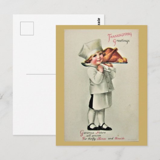 Kute  Thanksgiving Groetings Turkije Briefkaart (Voorkant / Achterkant)