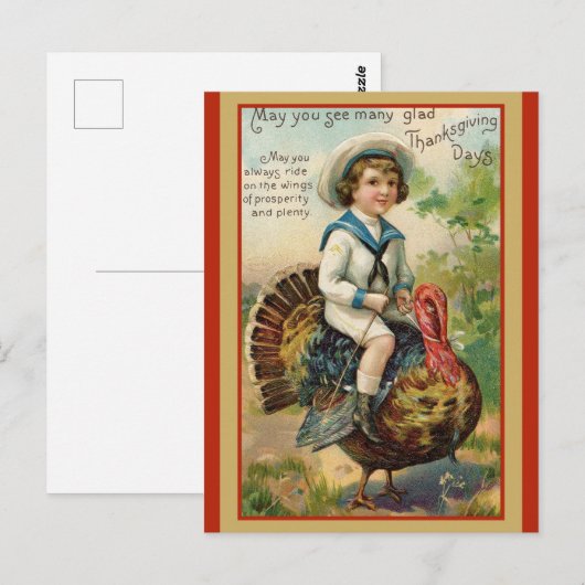 Kute  Thanksgiving Turkije Briefkaart (Voorkant / Achterkant)