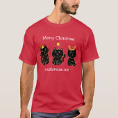 Kute Three Cat Kerstlamour Custom Red Holiday T-shirt (Voorkant)