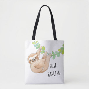 Kute Three Toed Sloth Just Hanging Bag Tote Bag