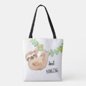 Kute Three Toed Sloth Just Hanging Bag Tote Bag (Achterkant)