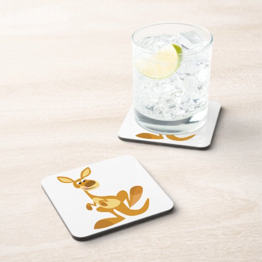 Kute Thumping Cartoon Kangaroo Onderzetters Set (Rechterzijde)