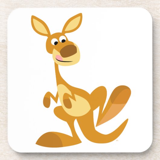 Kute Thumping Cartoon Kangaroo Onderzetters Set (Voorkant)