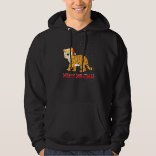 Kute tijger kerstboom verlicht Feestdagen met kers Hoodie