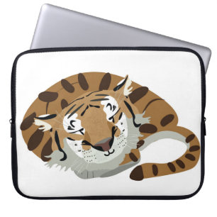 Kute tijger over slapen. Het glimlachen van uitdru Laptop Sleeve