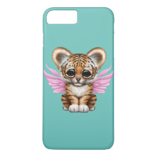 Kute tijgerkubus met zachte vleugels op roze Case-Mate iPhone case