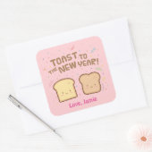 Kute toast naar de nieuwjaarspun Humor Confetti Vierkante Sticker (Envelop)