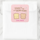 Kute toast naar de nieuwjaarspun Humor Confetti Vierkante Sticker (Tas)