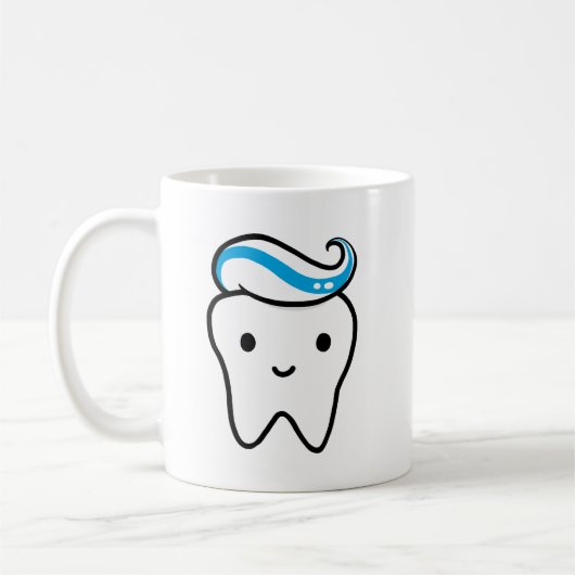 Kute tooth met Toothpaste Kawaii Molar Koffiemok (Links)