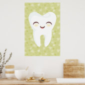 Kute Tooth op Green Pattern Wall Art Poster (Keuken)