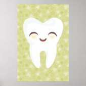 Kute Tooth op Green Pattern Wall Art Poster (Voorkant)