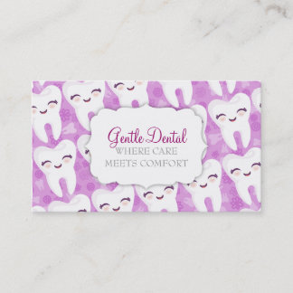 Kute tooth Pattern - Paarse aangepaste Visitekaart Visitekaartje