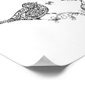 Kute Tortelduifjes in zwart-wit Poster afdrukken (Hoek)