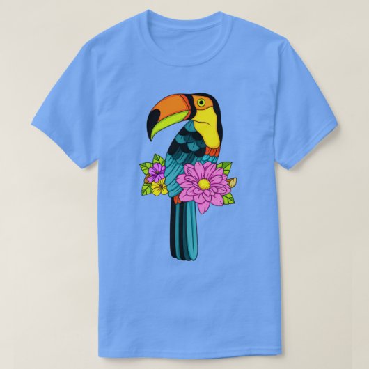 Kute toucan met bloemen t-shirt (Design voorkant)