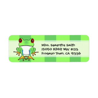 Kute Tree Frog Green Stripe Return Address Labels