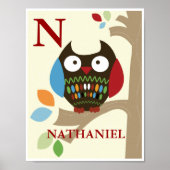 Kute Tree Topjes Owl Nursery Print (Voorkant)