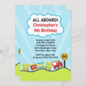 Kute treins Birthday Party Invitation Kaart (Voorkant / Achterkant)