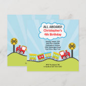 Kute treins Birthday Party Invitation Kaart (Voorkant / Achterkant)