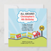 Kute treins Birthday Party Invitation Kaart (Voorkant)