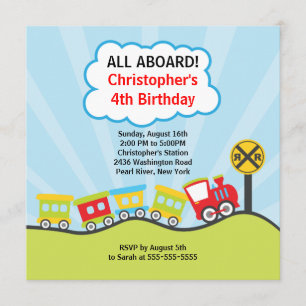 Kute treins Birthday Party Invitation Kaart