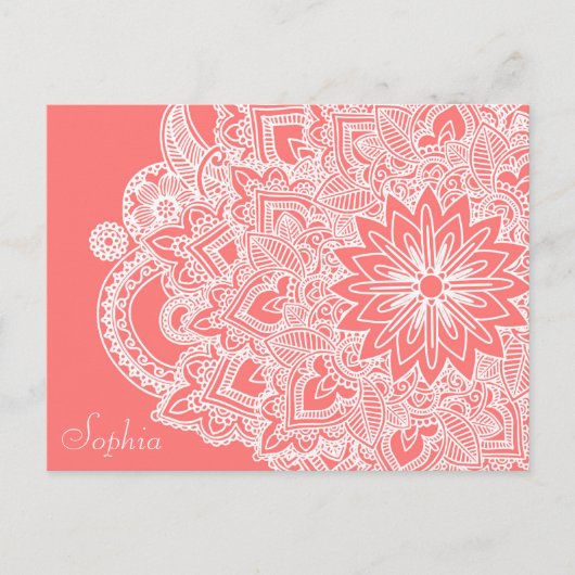 Kute trendy flower henna hand getrokken design briefkaart (Voorkant)