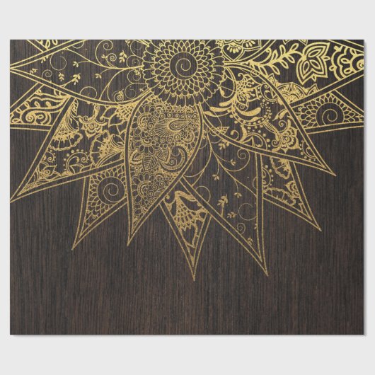 Kute trendy flower henna hand getrokken design cadeaupapier (Vlak)