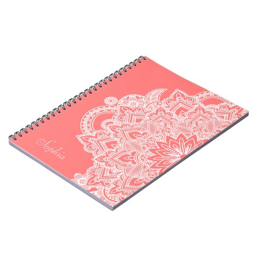 Kute trendy flower henna hand getrokken design notitieboek (Linkerzijde)