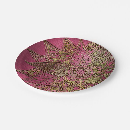 Kute trendy flower henna hand getrokken design papieren bordje (Gekanteld)