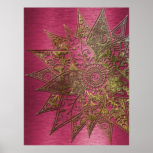 Kute trendy flower henna hand getrokken design poster (Voorkant)