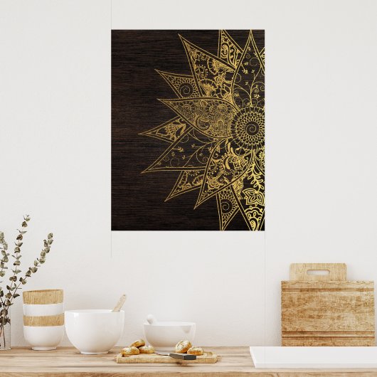 Kute trendy flower henna hand getrokken design poster (Keuken)