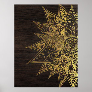 Kute trendy flower henna hand getrokken design poster
