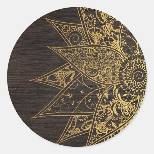 Kute trendy flower henna hand getrokken design ronde sticker (Voorkant)