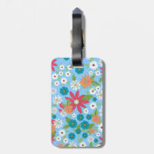 Kute trendy girly kleuren bloempatroon bagagelabel (Achterkant verticaal)