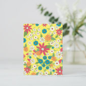 Kute trendy girly kleuren bloempatroon briefkaart (Staand voorkant)