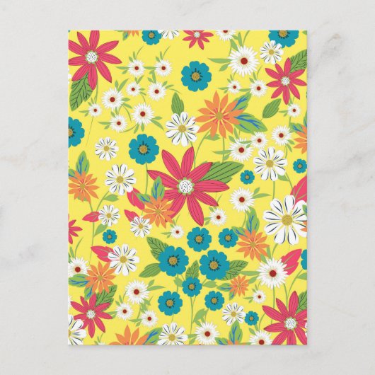 Kute trendy girly kleuren bloempatroon briefkaart (Voorkant)
