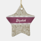 Kute trendy girly  monogram witte kant keramisch ornament (Rechts)