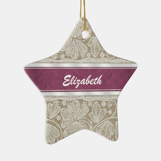 Kute trendy girly  monogram witte kant keramisch ornament (Rechts)